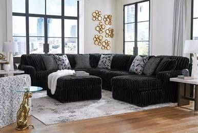 Brand New Ashley’s Midnight Madness Corduroy Plush Sectional