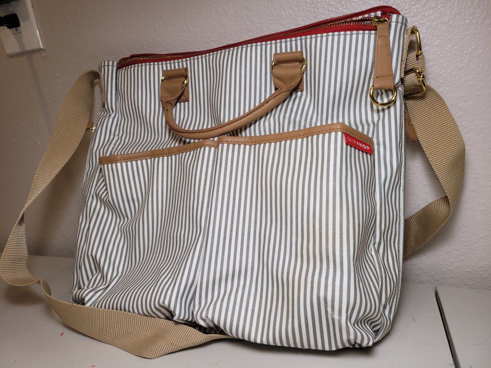 Skip Hop Diaper Bag With Pad French Stripe