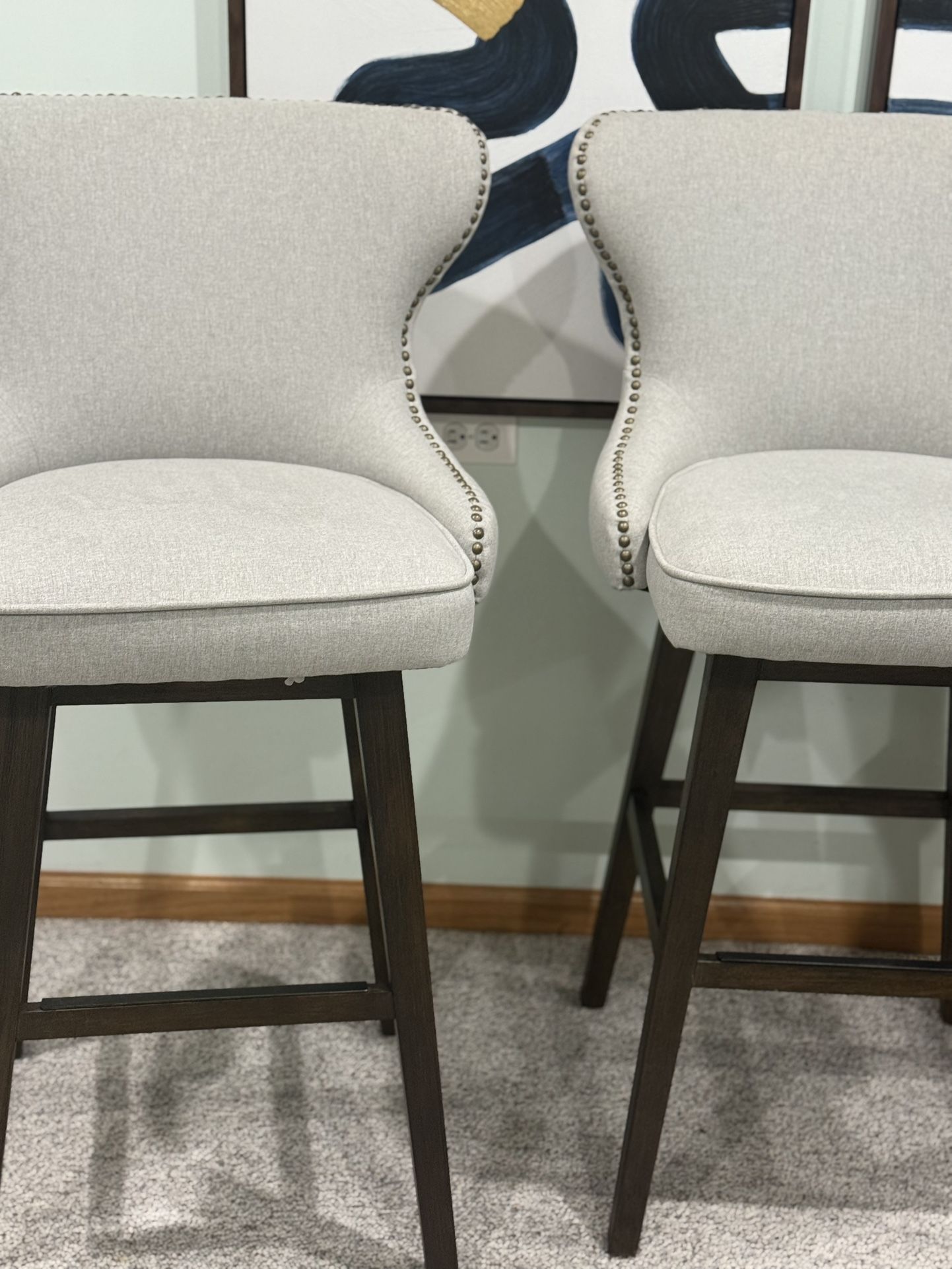 Walter Smithe Tufted Swivel Bar Stool X2