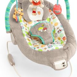 Disney Baby Winnie the Pooh Baby Bouncer Soothing Vibrations Deluxe Infant Seat - Faux Suede, Music, Removable