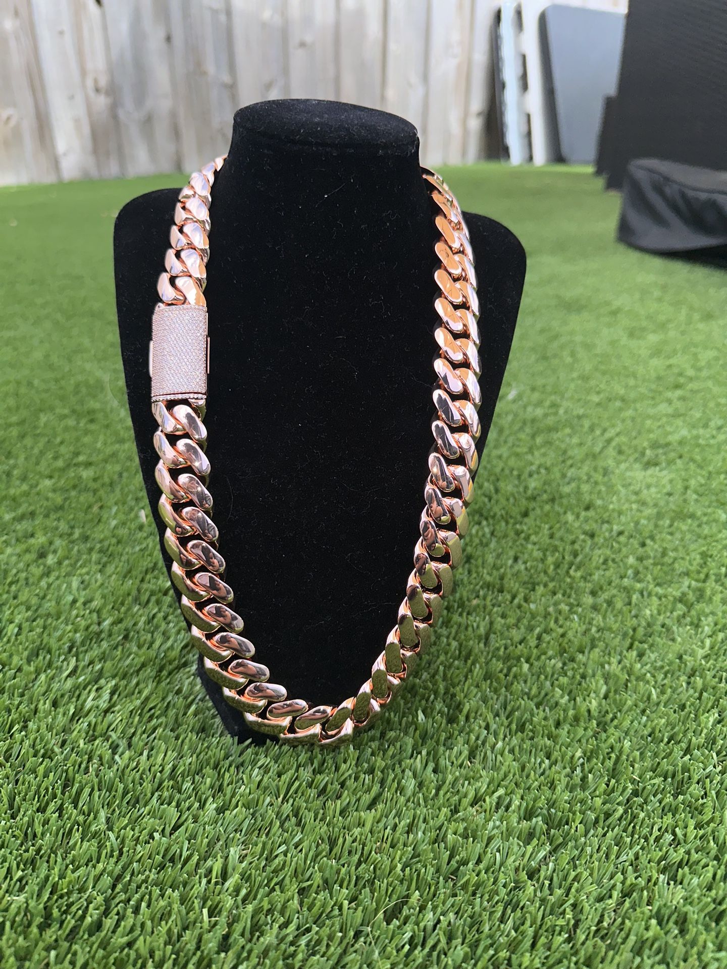 Rose Gold Cuban Vvs Chain With Rose Gold Vvs Bracelet