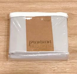 New Home Collection Premium Pleated Corner Bed Skirt, King, Grey Microfiber 78 x 80 in