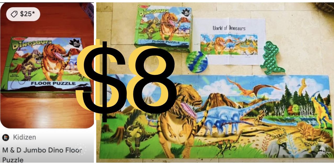 $8 Extra Large Floor Puzzle Nearly 4 feet long with a couple Pop its Dinosaurs 🦖🦕🦖Melissa & Doug
