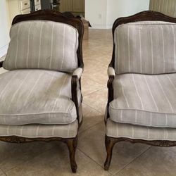 Beautiful Pair of French-Style Armchairs – Solid Wood + Cane Back + Very Comfortable!