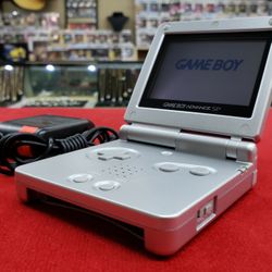 Nintendo Game Boy Advance SP Handheld System Video Sytem with Aftermarket Charger - AGS-001 - Silver - Working
