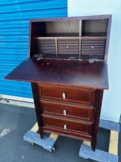 Vintage Wood Secretary Desk with Drawers