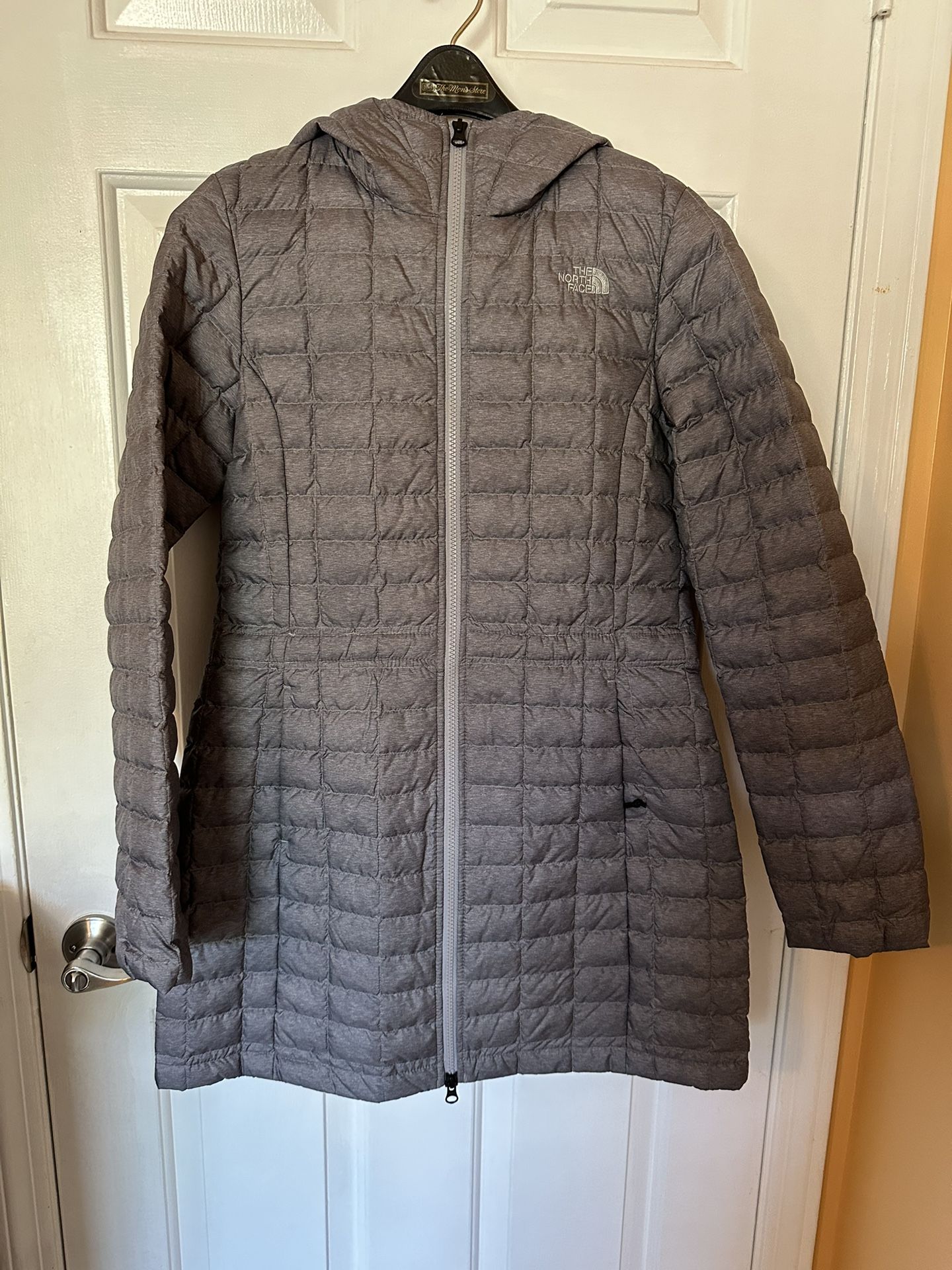 Gray North Face Mid Thigh Light Weight Jacket W/hodie