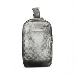 Coach Ethan Pack In Signature Canvas Leather Charcoal Black