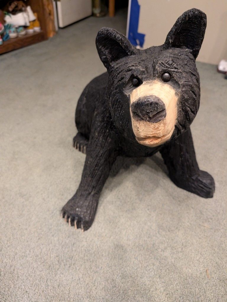 Wood Carving Rustic Bear Home Decor Or Outside