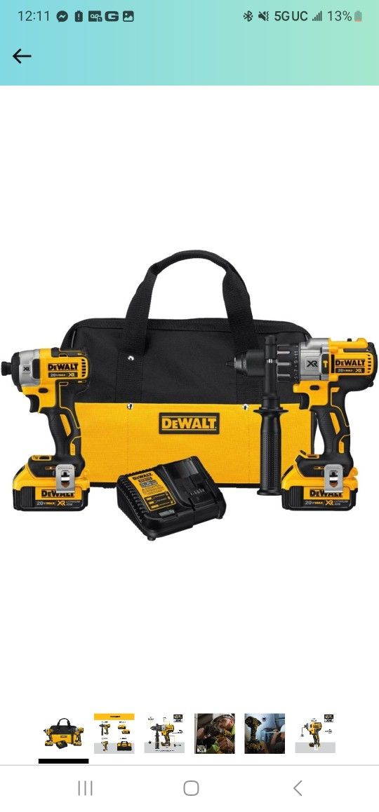 DEWALT 20V MAX Hammer Drill and Impact Driver, Cordless Power Tool Combo Kit with 2 Batteries and Charger

