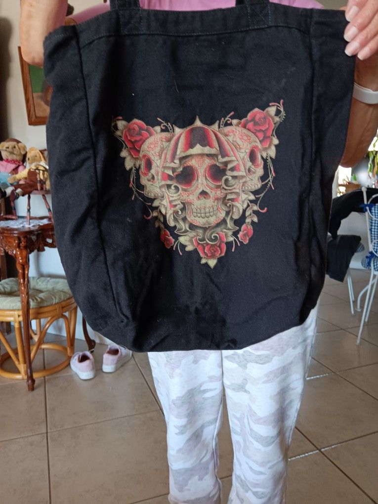 Y2k Skull And Roses Tote Bag