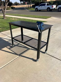 Steel Welding Work Table with Vise and Casters
