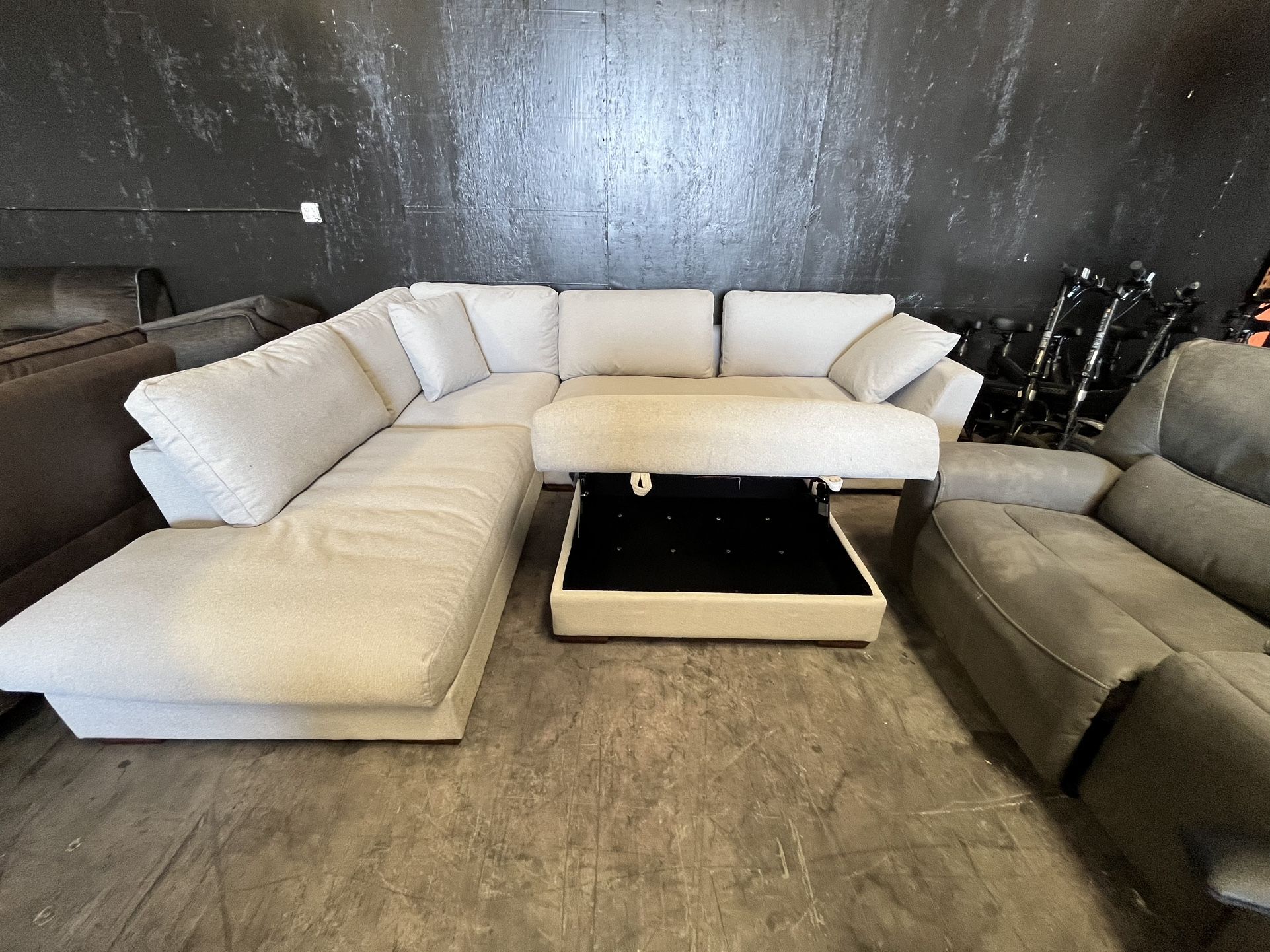 White Sectional with Storage Compartment