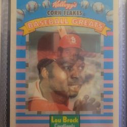 1991 Kellogg's Corn Flakes Baseball Greats Lou Brock #10
