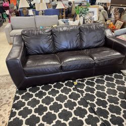 Brown Leather Sofa & Love Seat - Excellent Condition 