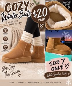 Cozy Winter Boots Size 7 NEW