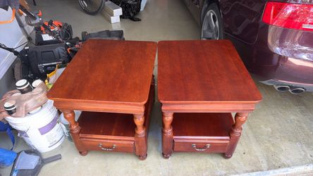 Matching Cherry Wood End Tables Set of 2