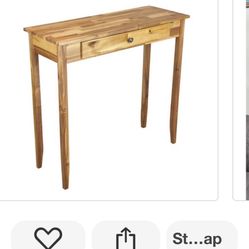 32 in. Natural Standard Rectangle Wood Console Table with Drawers