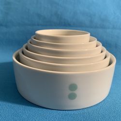 Mesu Nesting Measuring Bowls Set of 6 - Portion Control - White Ceramic