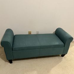 Teal Blue 2 Person Bench Loveseat Ottoman