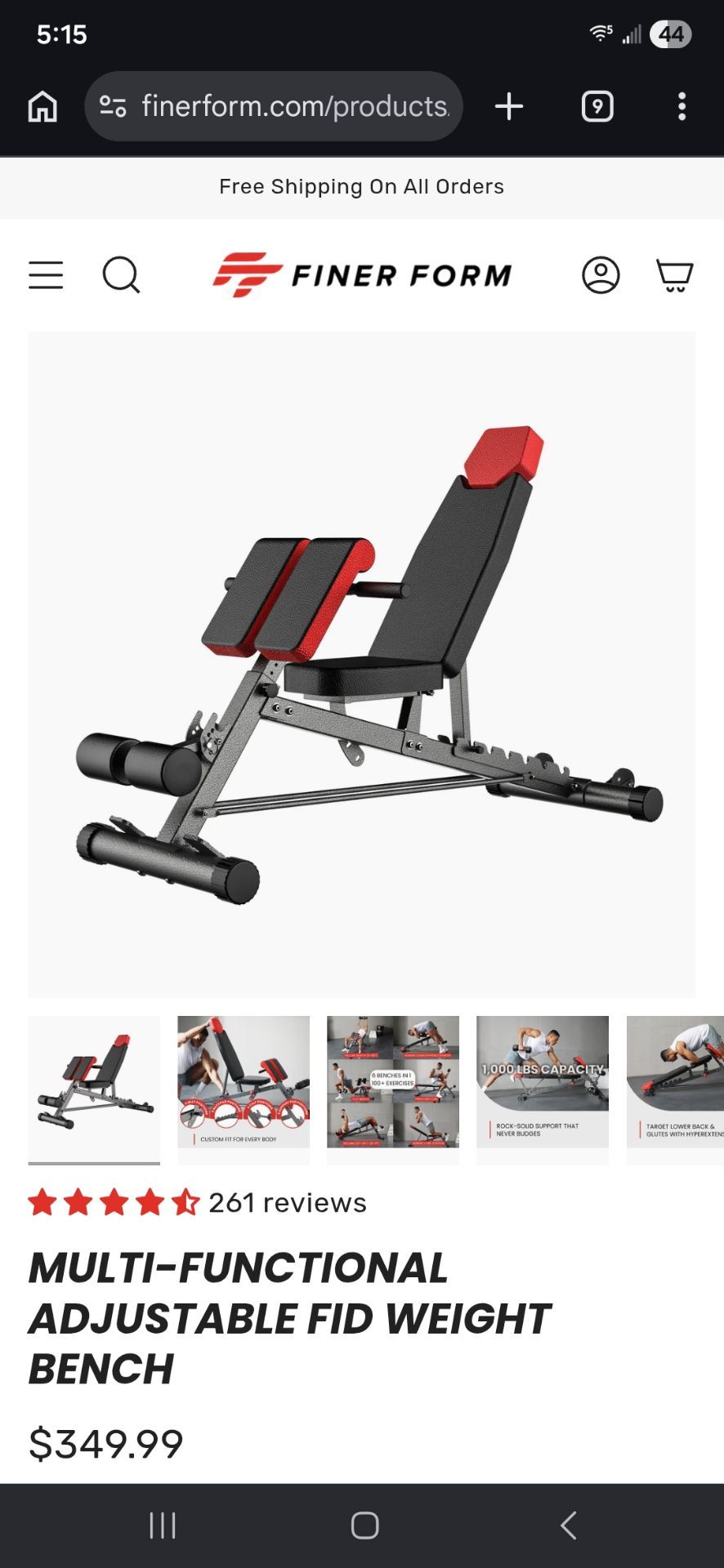 FinerForm Multi-Functional Adjustable FID Weight Bench Workout Bench Fitness