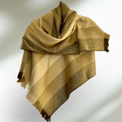 Soft And Cozy Alpaca Long Scarf/Shawl/Wrap. Color Beige And Brown. New Handmade Imported 