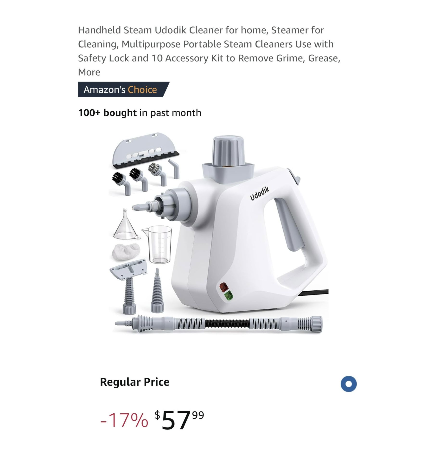 Brand new Handheld Steam Udodik Cleaner for home, Steamer for Cleaning, Multipurpose Portable Steam Cleaners Use with Safety Lock and 10 Accessory Kit