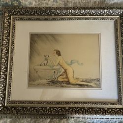 Lovely Vintage Original Drawing With Frame - Wall Art