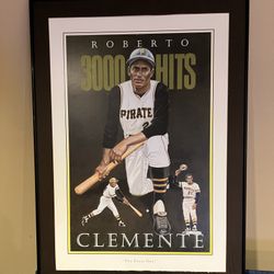 Roberto Clemente 3000 Hits Poster Signed By Gene Whalen 1994