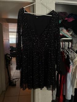 Black Sequin Long Sleeve Mini Dress