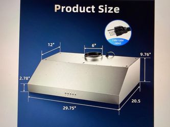 Brand new 30in under the cabinet range hood 900CFM, 3 speeds, LED lights