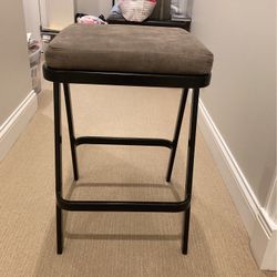 Set Of Kitchen Stools Metal And Suede