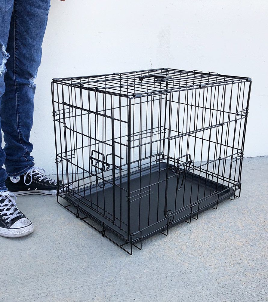 $25 (Brand New) Folding 24” dog cage 2-door folding pet crate kennel w/ tray 24”x17”x19” 