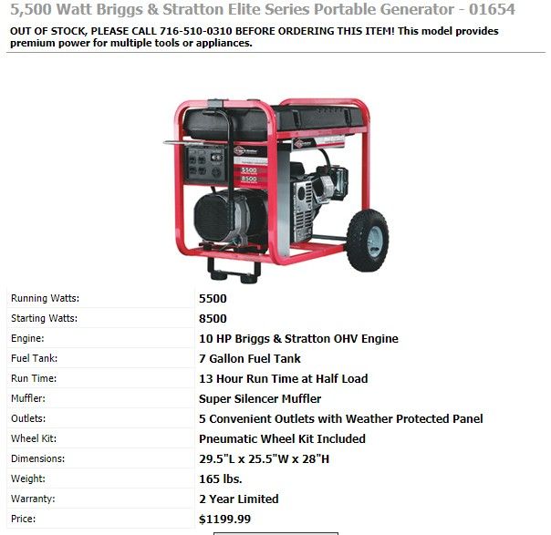 Briggs and Stratton 5500 8500 watt generator for Sale in St. Petersburg