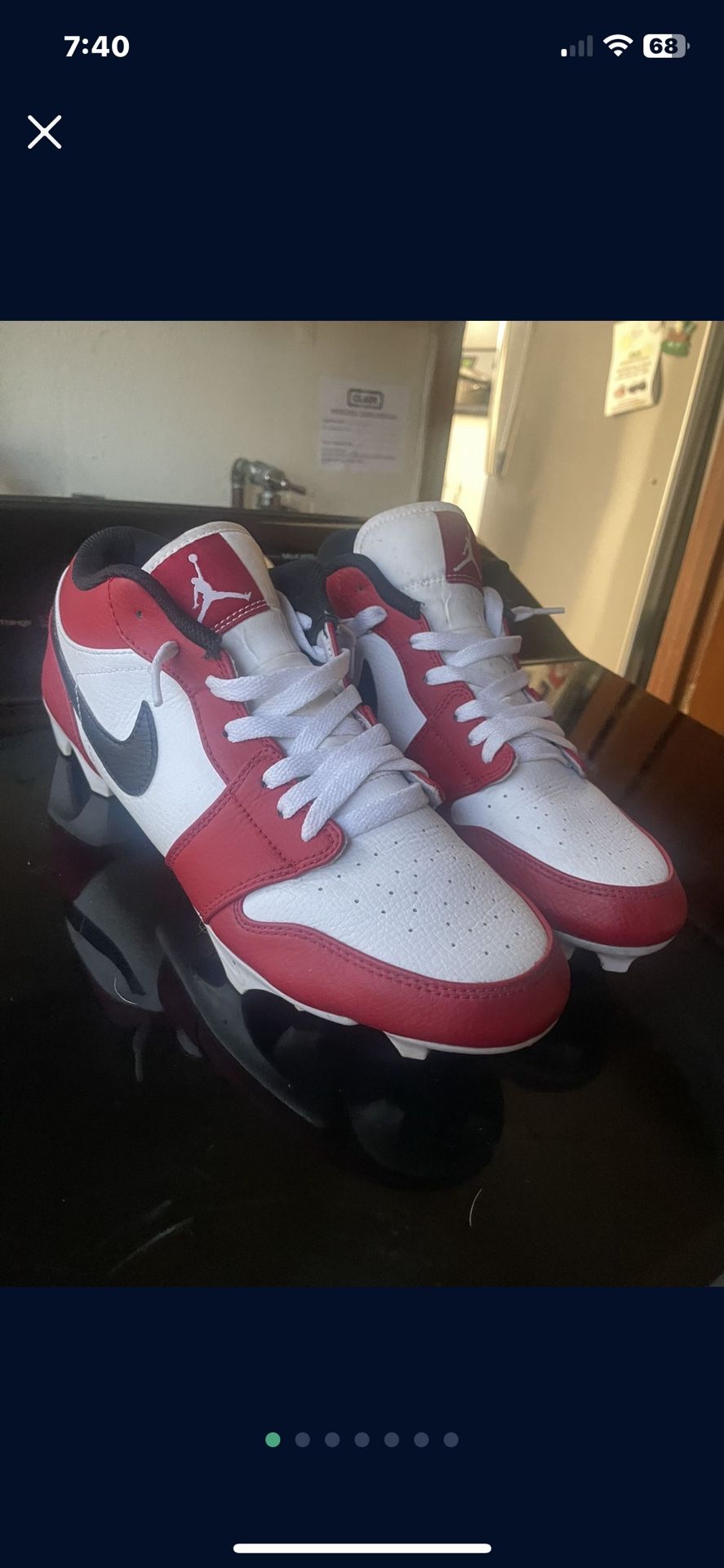 Mens Size 10 Jordan 1 Low Football Cleats Red White And Black