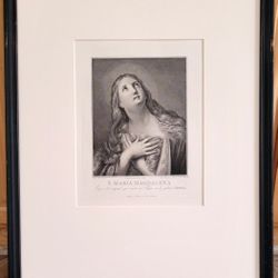 Guido Reni Santa Maria Magdalena Antique Engraving 21x26 1803 Juan Brunnetti