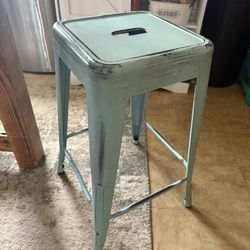 Distressed Ming Green Stools 