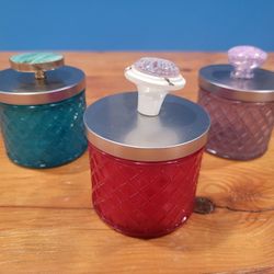 3 Pier 1 Imports Pink, Purple, & Teal Jars ~ 6.8 oz Each, Desk Organize, Knobs
