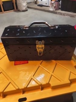 Black Metal Toolbox with Latch