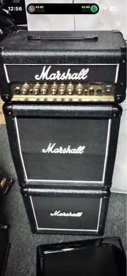 Marshall MG15MSII mini stack, with the matching head and two speaker cabinets.