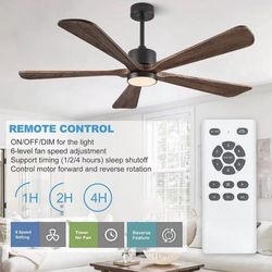 52 Inch Ceiling Fan 5 Blade Outdoor Fan with Remote Control, with Lights, 5 Reversible Solid Wood Bl