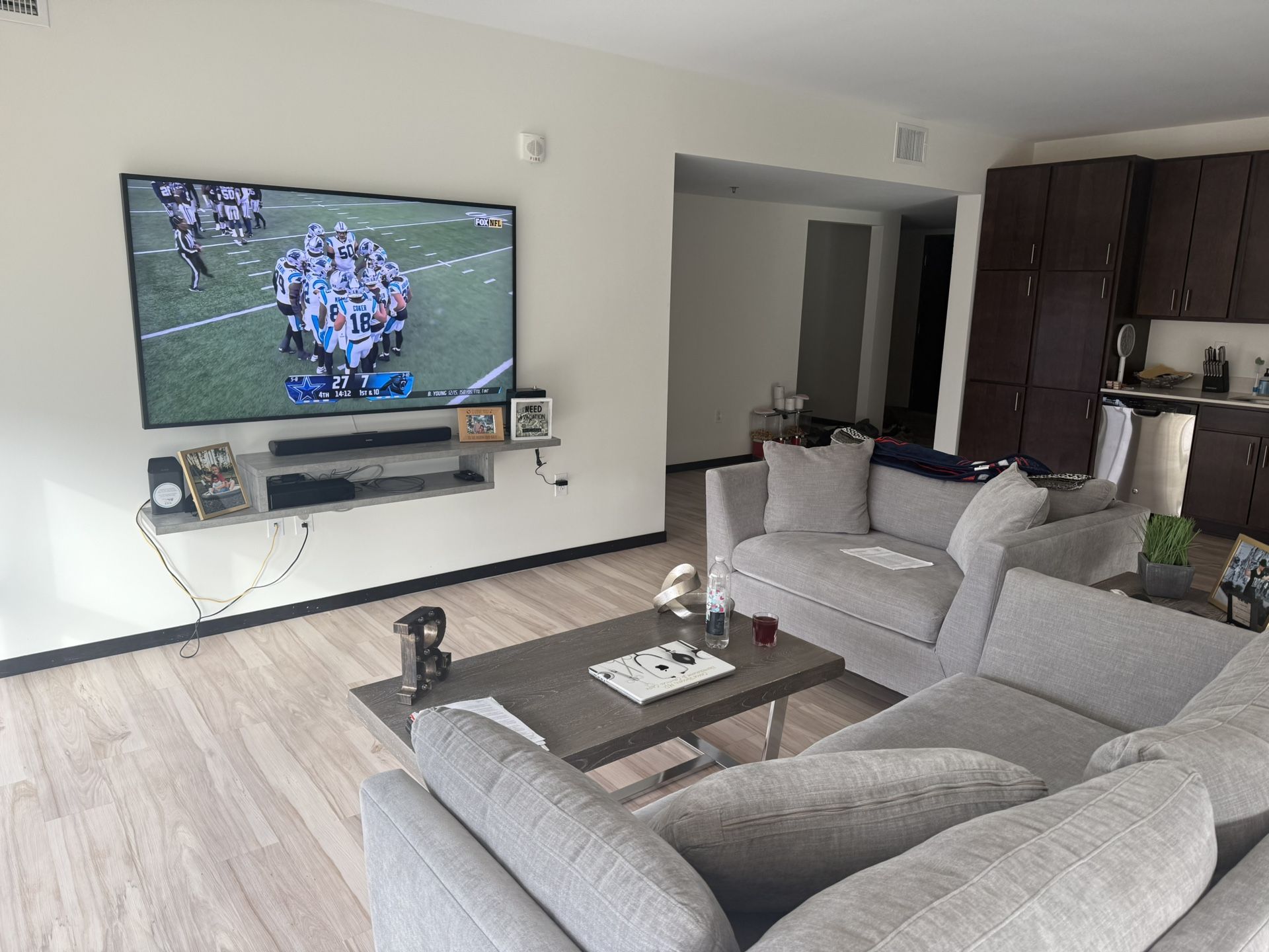 RoomsToGo Loveseat and large chair set + center/coffee table addition