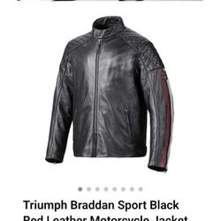Triumph Braddan Sport Black Red Leather Motorcycle Jacket

