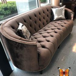 AVONLEA 2 PCS TUFTED BROWN LİVİNG ROOM SETS SOFAS AND LOVESEATS 