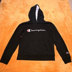 Champion Signature Fleece Black Hoodie Boys Size Large Athletic Casual Sweater