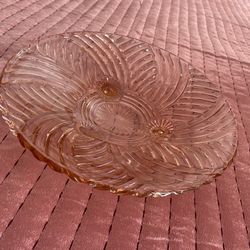 Vintage Anchor Hocking Pink Depression Glass Footed Bowl 