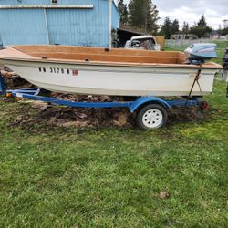 13' Livingston Boat, 2 Motors And Trailer 