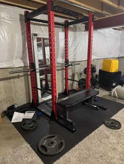 Ethos Squat Rack W/300lbs & EXTRAS NEW**PLEASE READ THE DESCRIPTION**