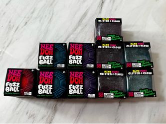 Set of 10 Needoh 5 Glitter Nice Cube and 5 Fuzz ball New