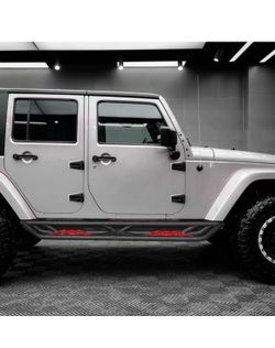 Running boards black with red for Jeep Wrangler JK 4 door